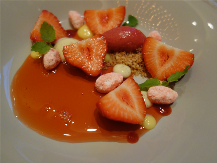 strawberry and lemon balm dessert